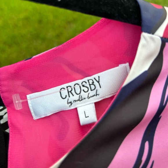 Crosby by Mollie Burch NWOT Aspen Print Angela Peplum Blouse L Bow - Picture 4 of 9